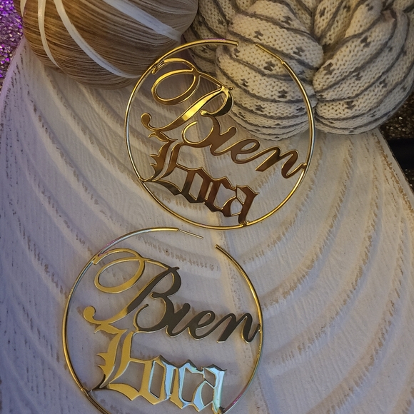 FINAL SALE!! Gold "bien loca" custom hoops!!! Spanish mexico gold - Picture 3 of 3